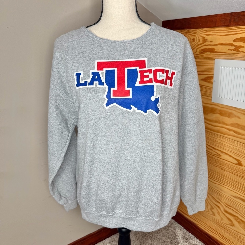 Fanatics LA Tech Louisiana Tech Bulldog Sweatshirt Medium Gray Crewneck Pullover